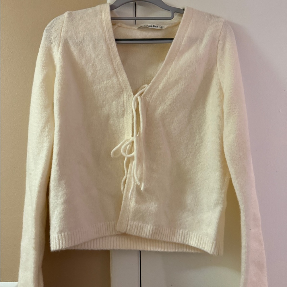 Abercrombie & Fitch Cream Cardigan with Tie Front